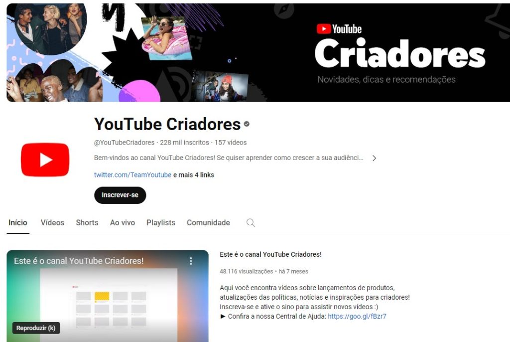 Canal oficial YouTube Criadores