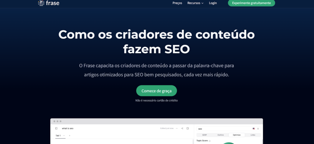 Print da ferramenta de inteligência artificial Frase, que ajuda a escrever textos jornalísticos 