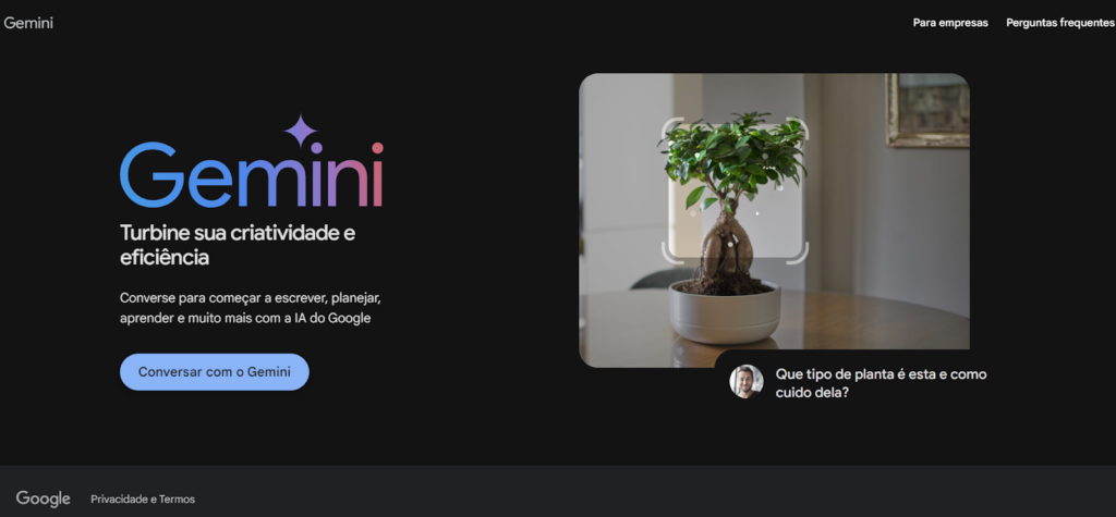 Print da ferramenta de chat de inteligência artificial Gemini, da Google, que ajuda a escrever textos jornalísticos