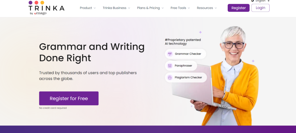 Print da ferramenta Trinka, que ajuda a editar textos jornalísticos 