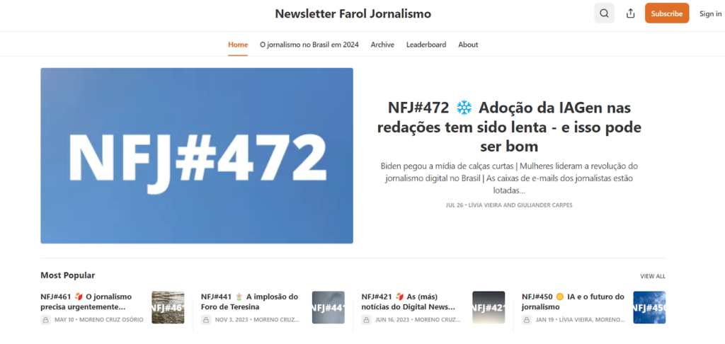 Newsletter da Farol Jornalismo com últimas notícias 